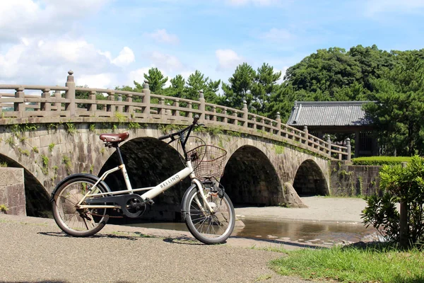 Fahrrad Und Alte Brücke Ishibashi Memorial Park Kagoshima Aufnahme August — Stockfoto