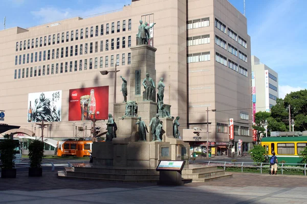 Αγάλματα Γύρω Από Amu Plaza Της Kagoshima Καλοκαίρι Τραβήχτηκε Τον — Φωτογραφία Αρχείου