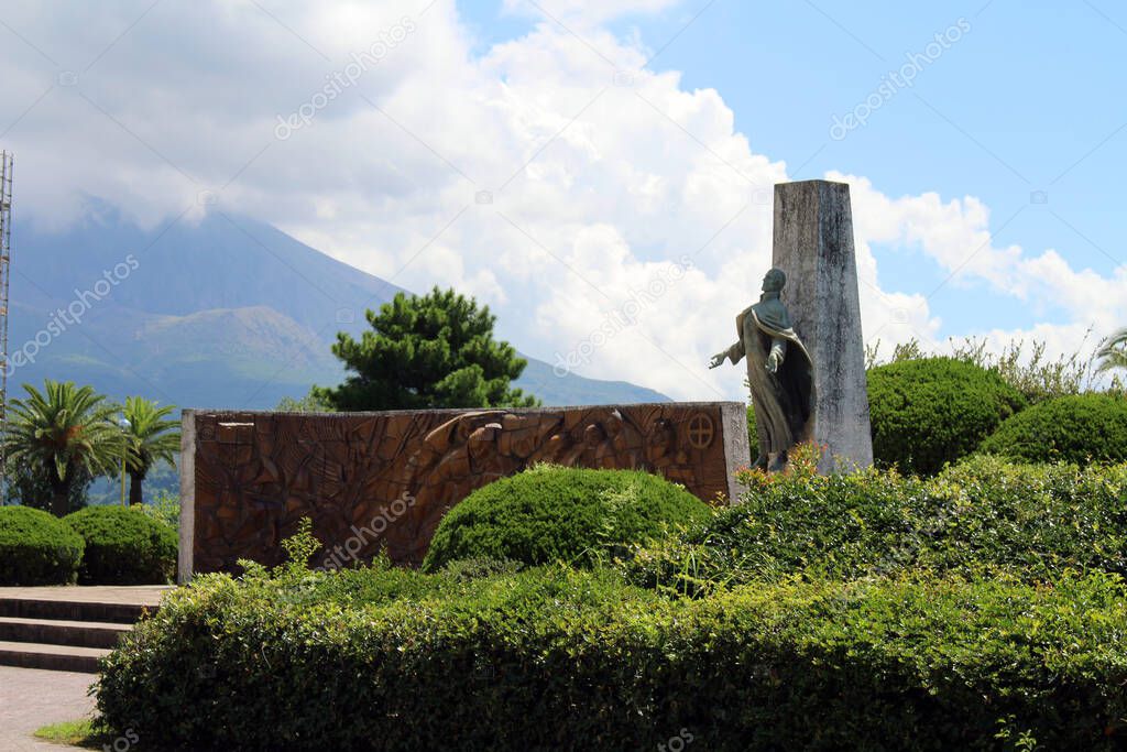 Statue of Francis Xavier, at Gionnosu Park his first point of arrival in Japan in Kagoshima. Taken in August 2019.