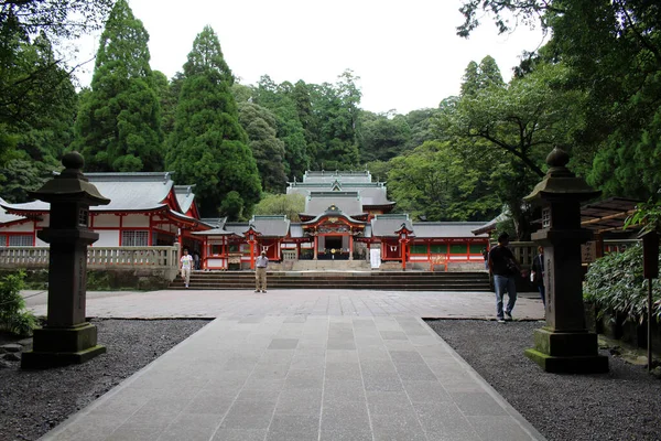 Templo Principal Del Santuario Kirishima Jingu Kagoshima Tomado Agosto 2019 — Foto de Stock