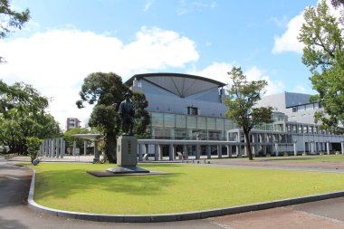 Statue and building around Miyazakiken Sogobunka Park in Miyazaki. Taken in August 2019 clipart