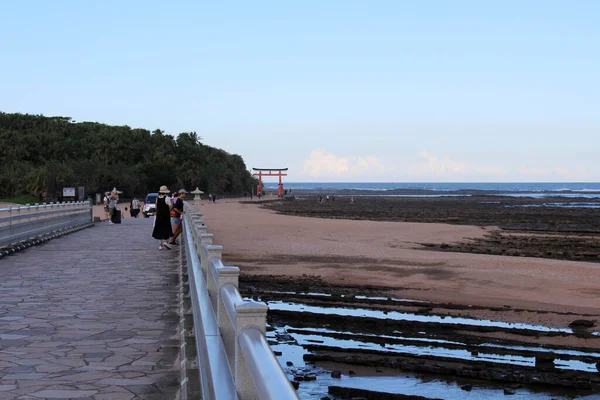Camino Isla Aoshima Miyazaki Conectado Por Puente Yayoi Tomado Agosto — Foto de Stock