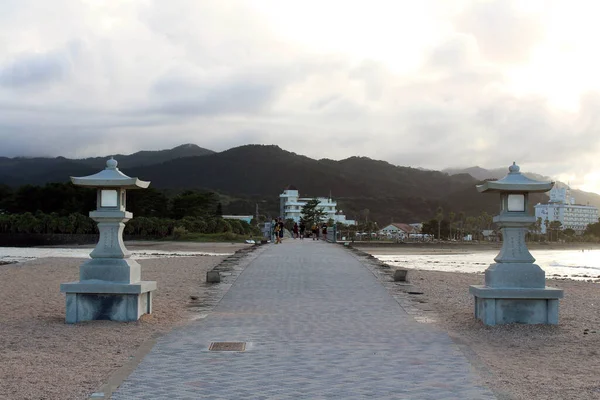 Camino Isla Aoshima Miyazaki Conectado Por Puente Yayoi Tomado Agosto — Foto de Stock