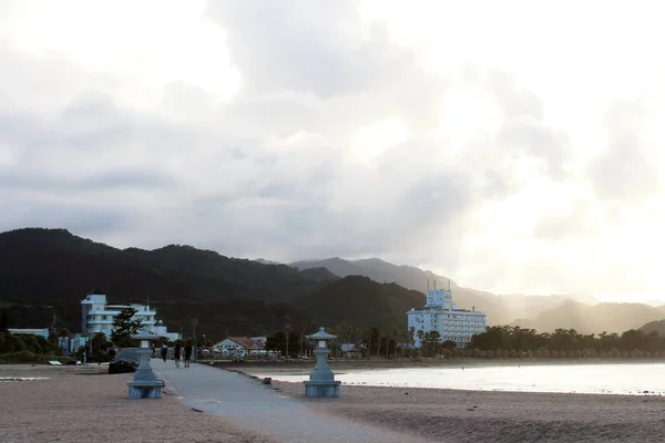 Vista Playa Aoshima Miyazaki Desde Isla Tomado Agosto 2019 — Foto de Stock