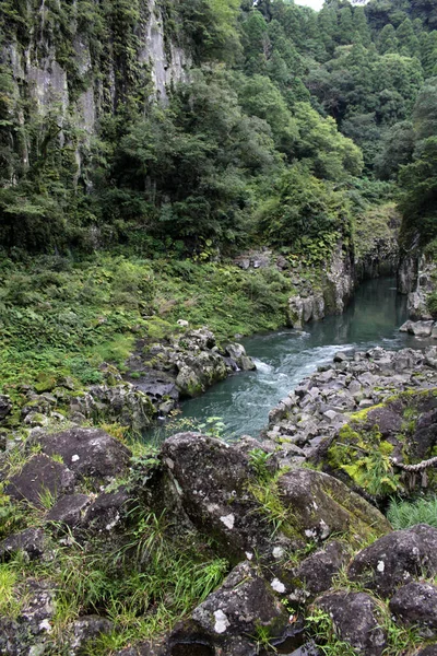 Река Бирюза Вокруг Ущелья Такачихо Миядзаки Взято Августе 2019 Года — стоковое фото