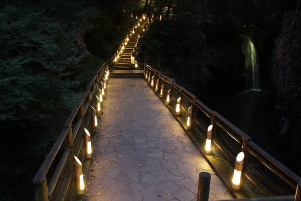 Luces Farol Largo Las Escaleras Alrededor Takachiho Gorge Miyazaki Tomado — Foto de Stock