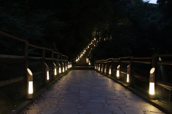 Miyazaki Deki Takachiho Boğazı Nın Merdivenlerindeki Fener Işıkları Ağustos 2019 — Stok fotoğraf