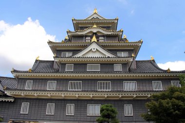 Okayama-jo ya da Okayama Kalesi 'nin yakın görüntüsü. Eylül 2019 'da çekildi..