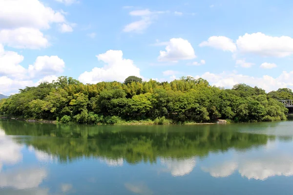 Jardim Verde Okayama Korakuen Seu Reflexo Tomado Setembro 2019 — Fotografia de Stock