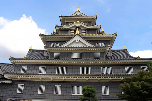 日本冈山城堡或冈山城堡的闭合视图 2019年9月拍摄 — 图库照片