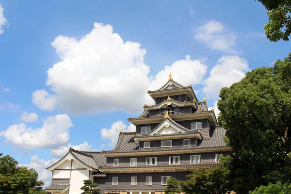 日本冈山城堡或冈山城堡的主楼 2019年9月拍摄 — 图库照片