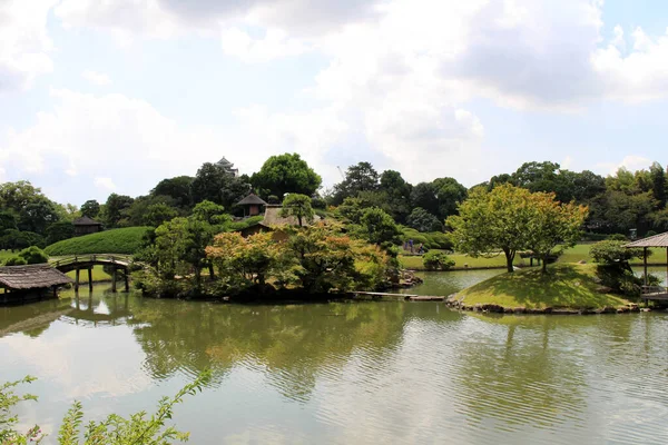 Okayama Korakuen Bahçe Kompleksi Içinde Göl Göl Eylül 2019 Çekildi — Stok fotoğraf