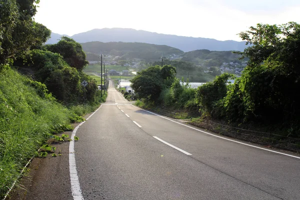 Camino Campo Puesta Sol Con Montañas Como Fondo Asuka Japón — Foto de Stock