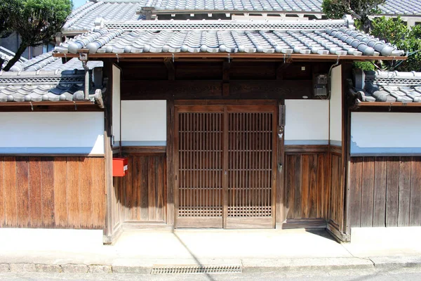 Parete Legno Porta Della Casa Tradizionale Nel Villaggio Asuka Nara — Foto Stock