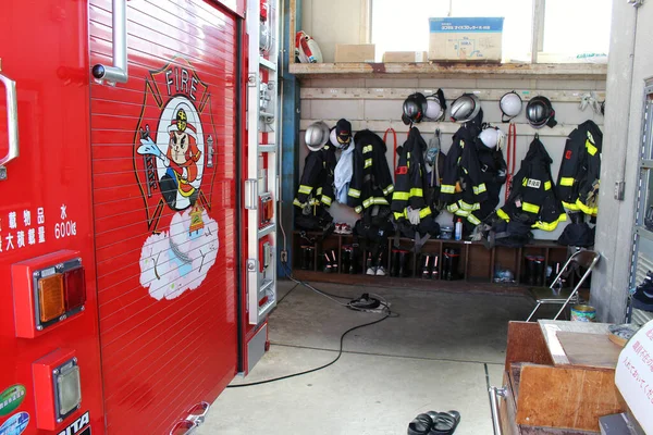 Vestuário Bombeiros Japoneses Sakurai Capacetes Casacos Calças Tomado Setembro 2019 — Fotografia de Stock