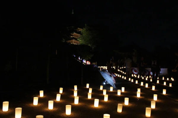 Velas Sombrillas Durante Festival Linternas Dentro Del Complejo Templos Okadera —  Fotos de Stock