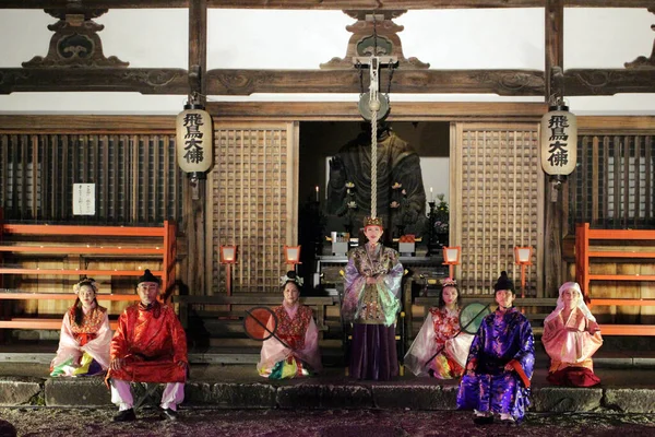 Japonés Local Interpretando Drama Tradicional Asuka Por Noche Tomado Septiembre — Foto de Stock