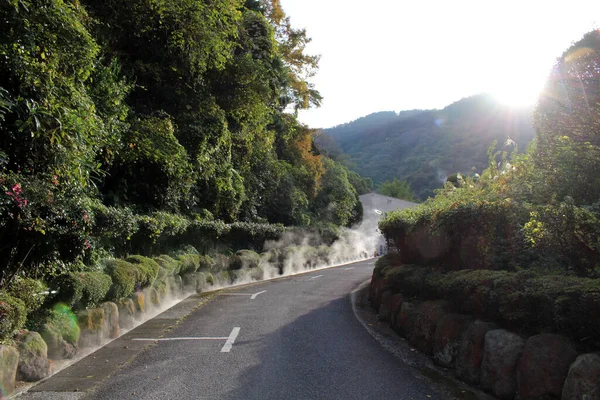 Beppu Oita Japonya Daki Kanalizasyondan Çıkan Sıcak Kaynak Buharı Kasım — Stok fotoğraf