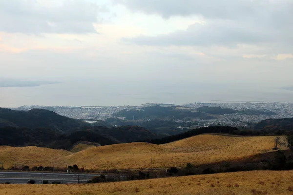 Utsikt Över Beppu Stad Oita Från Jumonji Utsiktsplats Solnedgången Tagen — Stockfoto