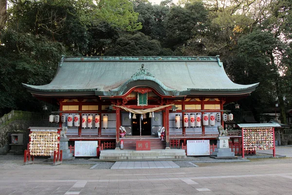 Haupttempel Des Hachimanasami Jinja Schreins Bei Sonnenuntergang Beppu Aufnahme Dezember — Stockfoto