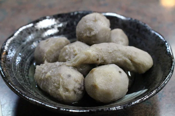 Probablemente Bola Pescado Pastel Alimentos Base Plantas Servidos Izakaya Tradicional — Foto de Stock