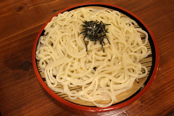 Soba Frio Japonês Servido Uma Placa Miyazaki — Fotografia de Stock