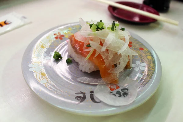 Placă Două Nigiri Sushi Nobeoka Miyazaki Japonia — Fotografie, imagine de stoc