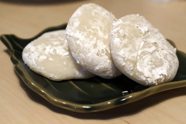 Nahaufnahme Von Drei Brötchen Aus Japanischem Plain Moch — Stockfoto