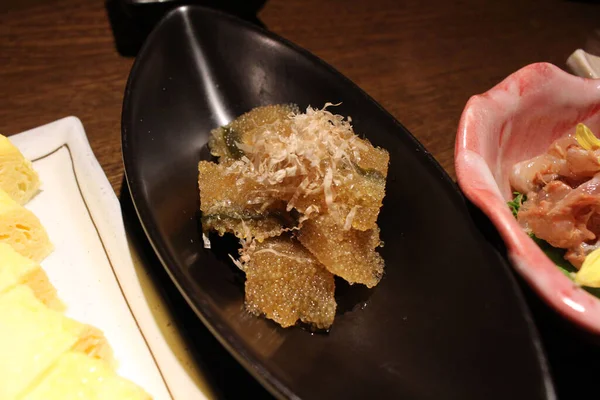 Rybí Vejce Kůže Nebo Pravděpodobně Varhany Podávané Japonské Izakay — Stock fotografie