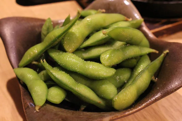 Boiled Edamame Beans Served Japanese Izakay — Stock Photo, Image