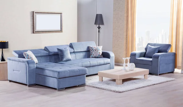 Sofa Sudut Diatur Dalam Interior — Stok Foto