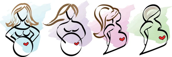 Nice Pregnant Woman Stylized Vector Symbol Eps10 — Stock Vector