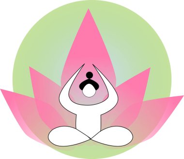 Meditasyon düz vektör simgesi. Yoga insan silüeti