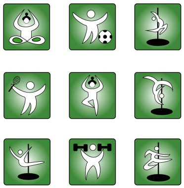 Çizgi vektör simge spor ile ayarla. Yoga ve striptiz Temalar