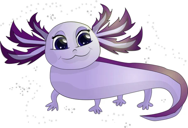 Illustrazione Vettore Happy Purple Axolotl Eps10 — Vettoriale Stock