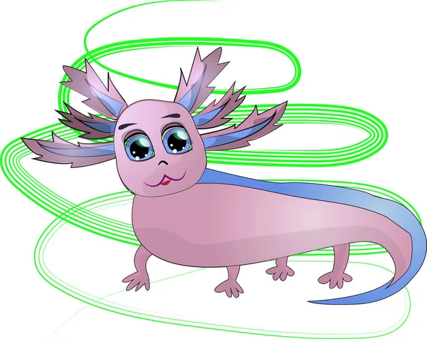Illustrazione Vettore Happy Pink Axolotl Eps10 — Vettoriale Stock