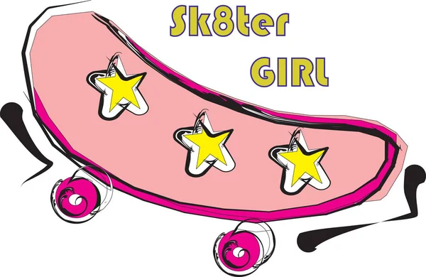 Yıldız vektör hat sanatı ile pembe logo kaykay