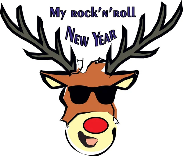Rock-n-roll yeni yıl geyik gözlük illüstrasyon vektör