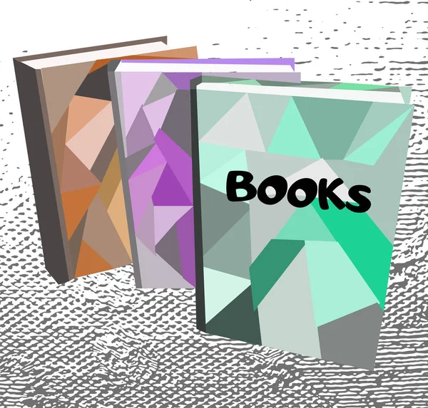 Drie boeken over abstracte achtergrond vectorillustratie — Stockvector