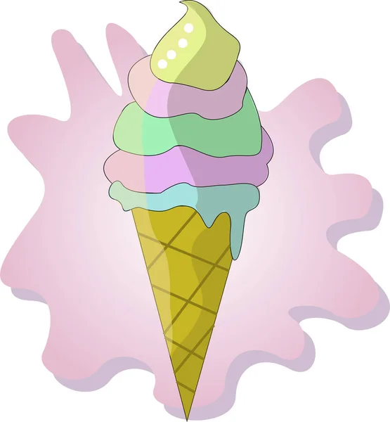 冰淇淋卡通风格粉彩彩色 — 图库矢量图片
