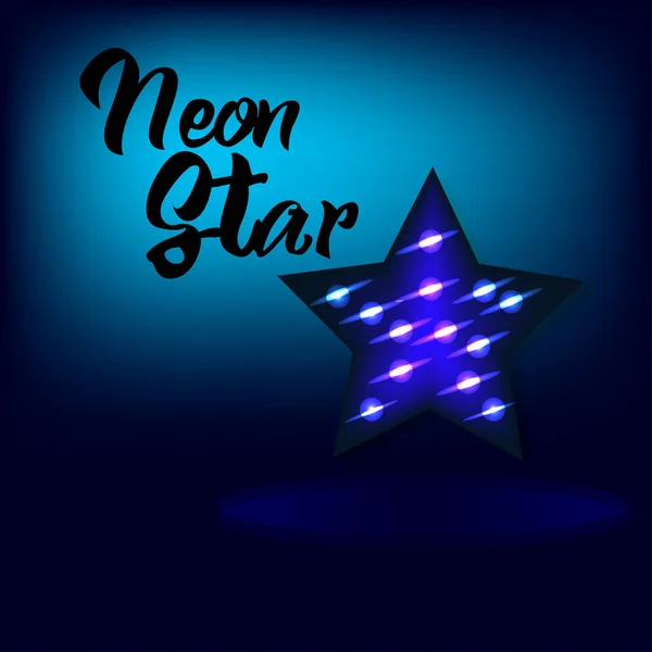 Arka plan mavi renkte parlak neon yıldız