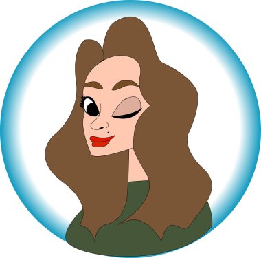 Güzel kız portre karikatür tarzı, illüstrasyon vektör Eps10