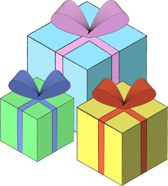 Hediye kutusu şablon vektör Eps10 beyaz zemin üzerine illustrayionflat izometrik çizimde.