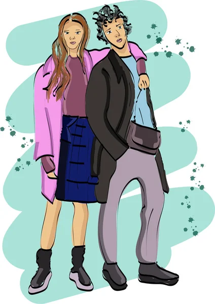 Erkek ve kız ile hızlı moda kroki