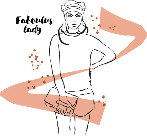 Fashion faboulus nice girl in sweater vector — Stock Vector