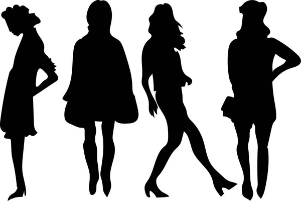 Schwarze Silhouette Frau auf weißem Hintergrund — Stockvektor