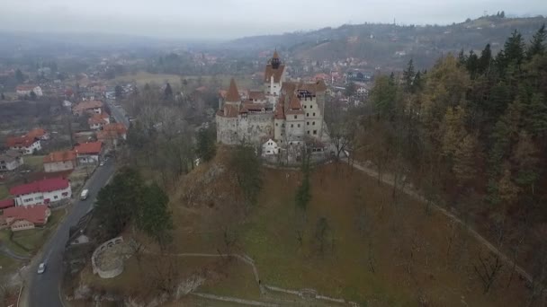 Film Girato Sopra Castello Bran Transilvania Romania Castello Draculas — Video Stock