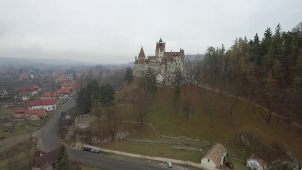 Filme Filmado Sobre Castelo Bran Transilvânia Roménia Castelo Drácula — Vídeo de Stock