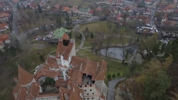 Filme Filmado Sobre Castelo Bran Transilvânia Roménia Castelo Drácula Vídeo De Stock