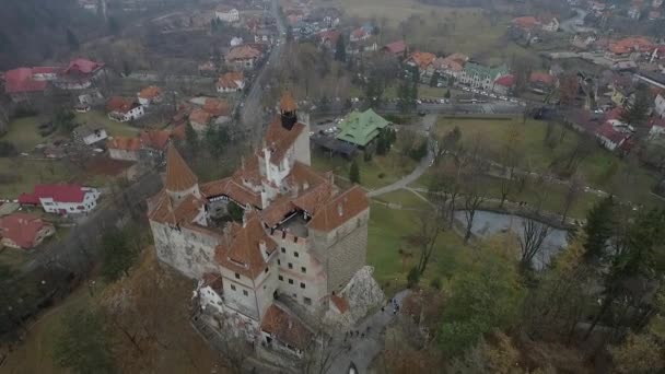 Filme Filmado Sobre Castelo Bran Transilvânia Roménia Castelo Drácula — Vídeo de Stock